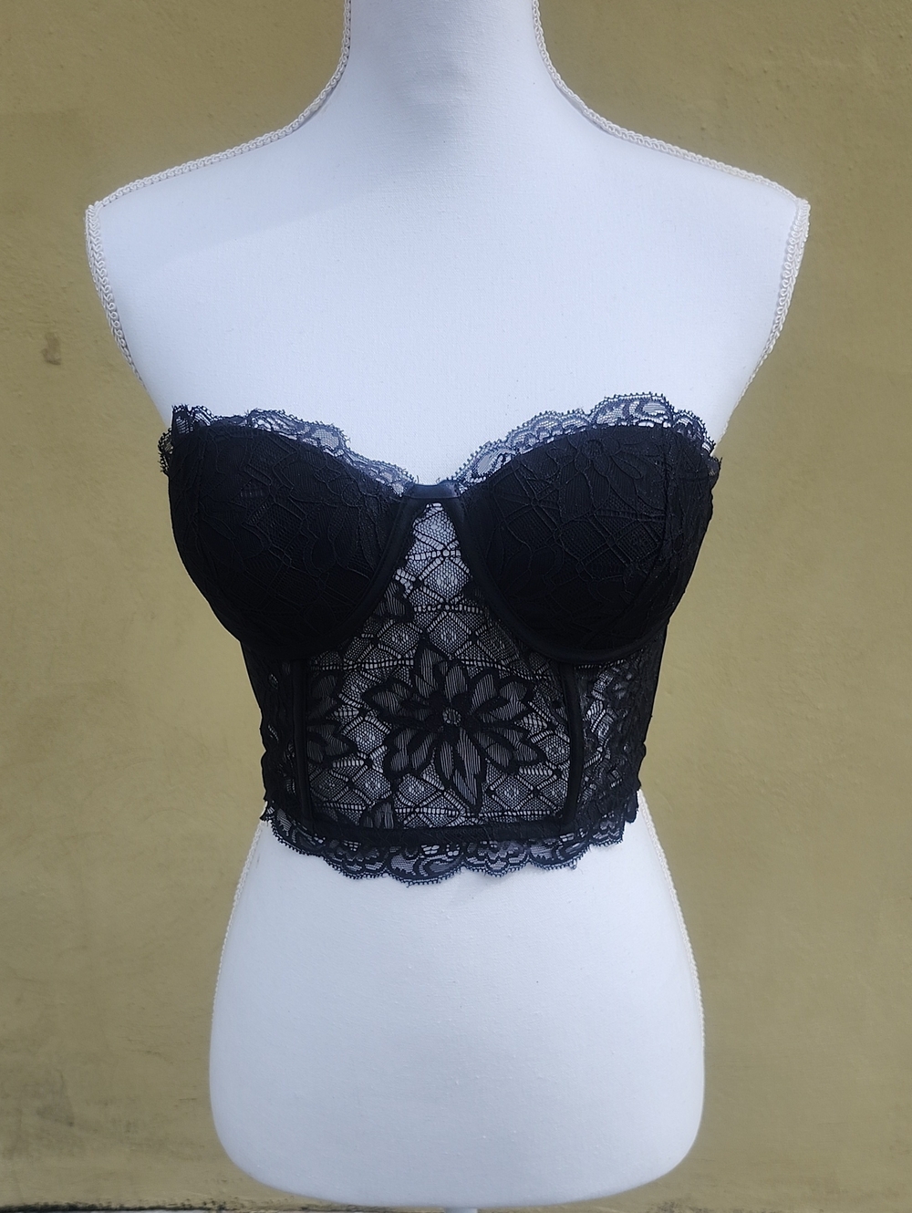 Meshki Black Lace Longline Bustier